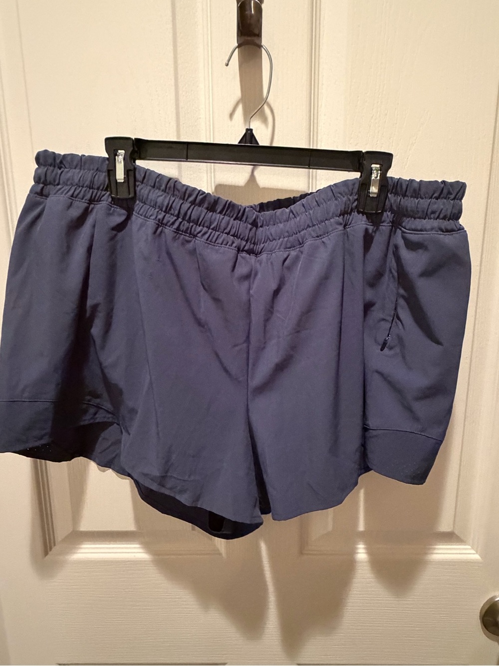 CALIA Women's Running Shorts Navy Blue Lined Zip Pocket XXL